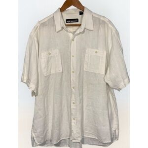 Reyn Spooner Vintage White Linen-Cotton Blend Short Sleeve Button Down Shirt XXL